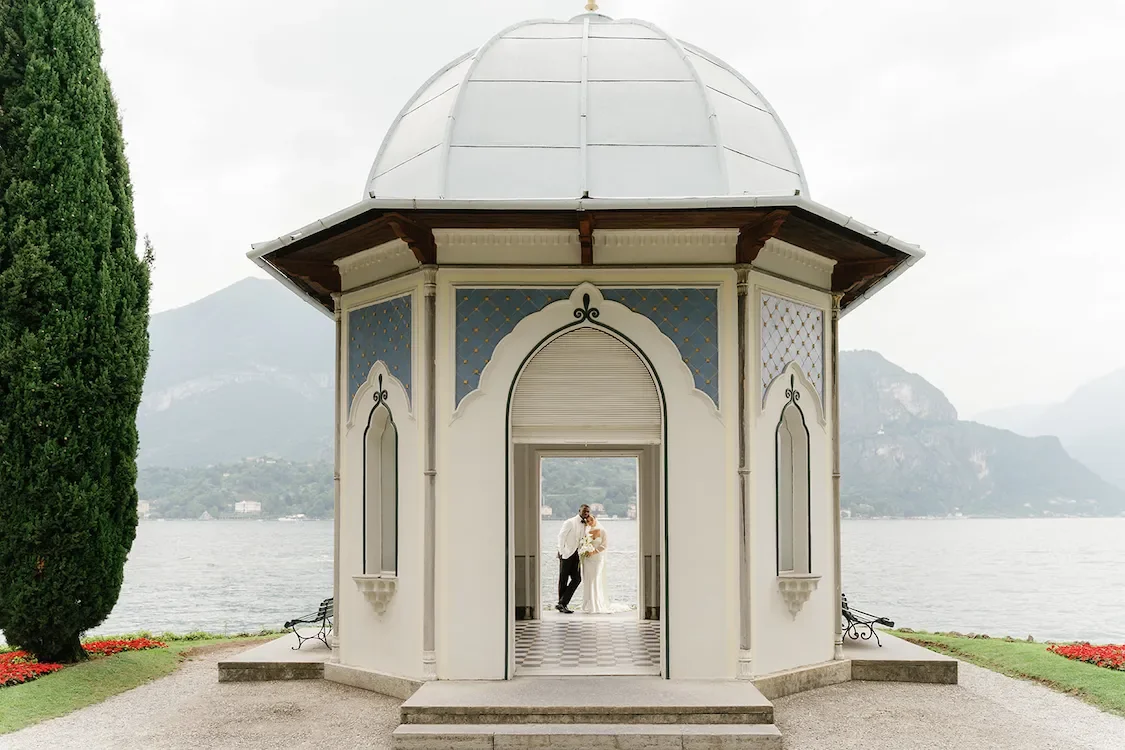 Maria and Amani elopement ceremony in Lake como Italy