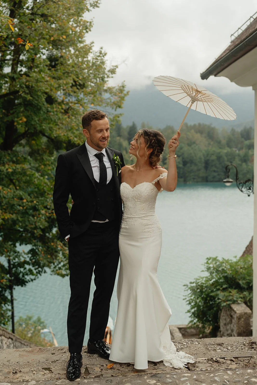 happy wedding elopement in lake bled, slovenia